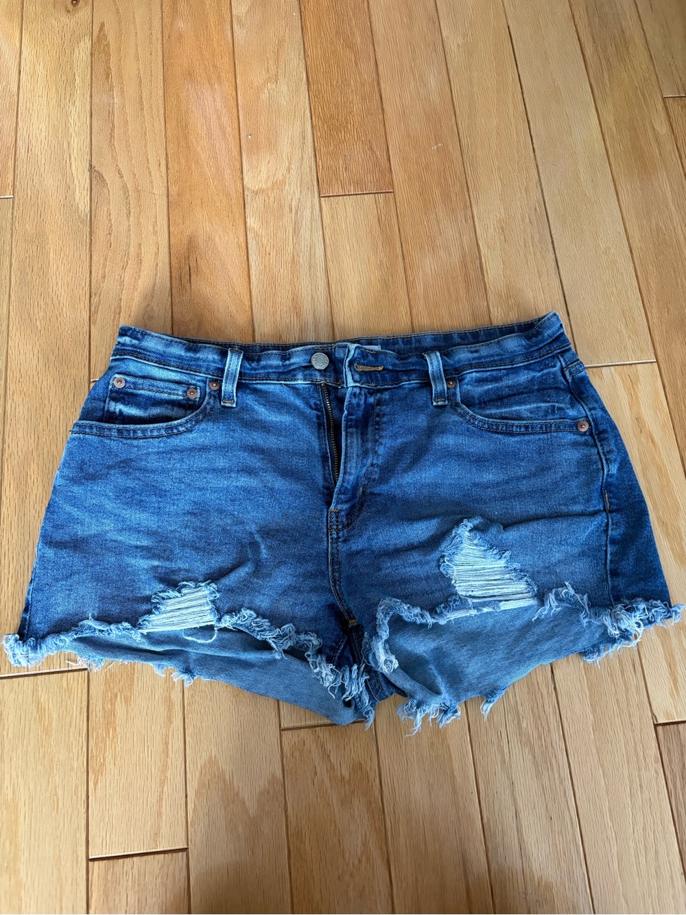 Levi's Dark Blue Distressed Cutoff Jean Shorts
